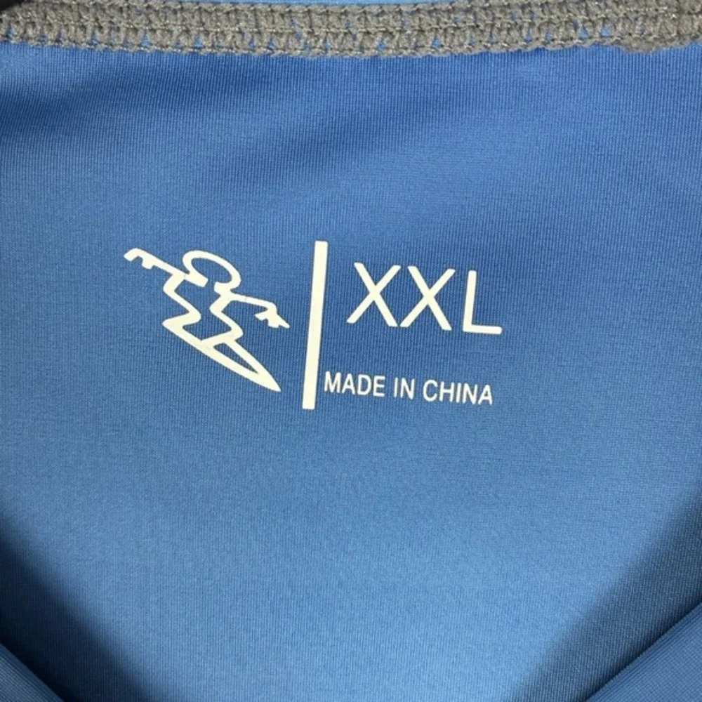 Da Hui Rash Guard Mens Size XXL Blue Long Sleeve Pullover Stretch Beach‎